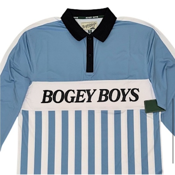 Bogey Boys by Macklemore Striped Athletic Longsleeve Jersey Powder Blue, Med NWT - Picture 6 of 16